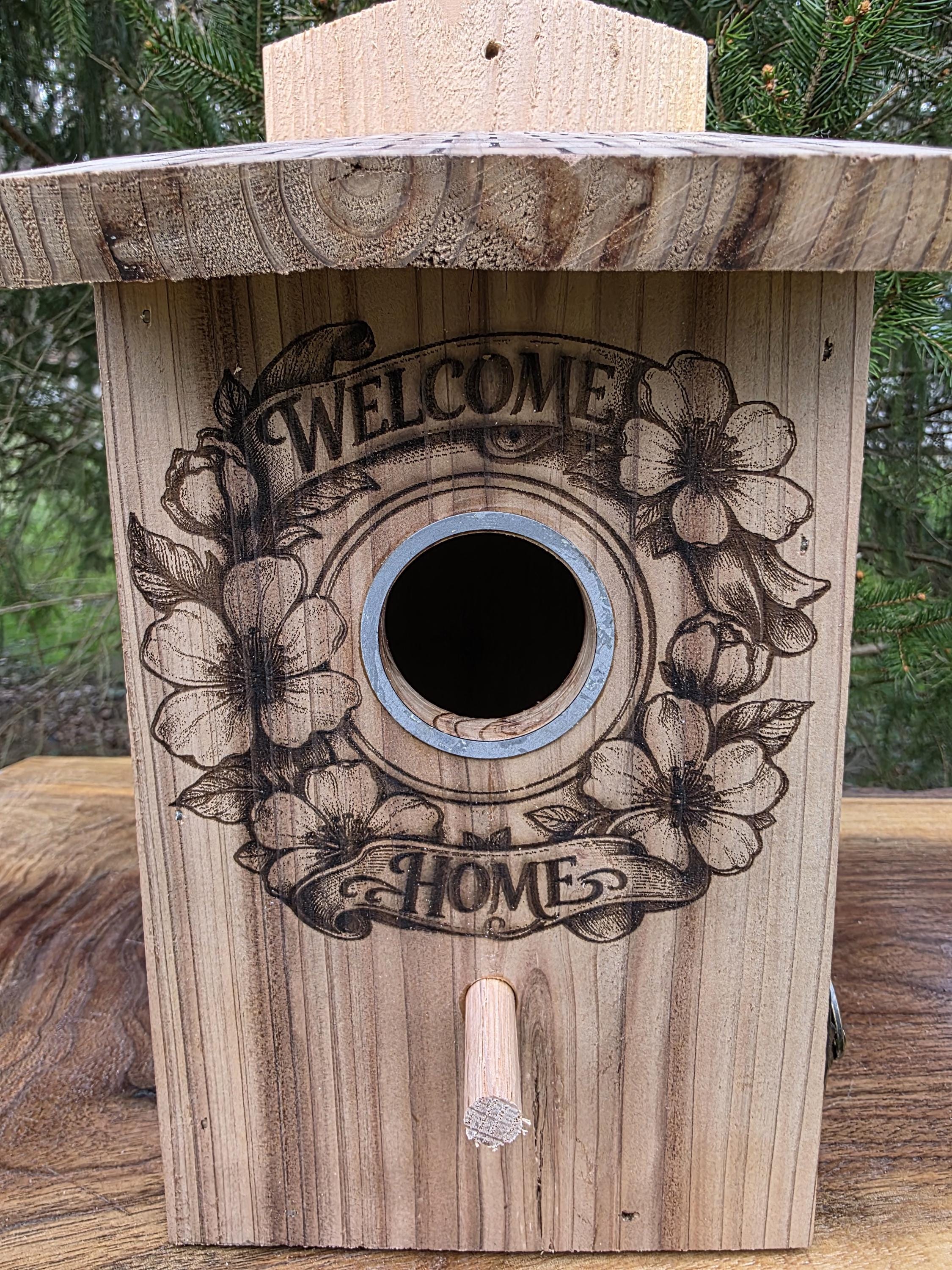 Cedar Birdhouse with Viewing Window - Teacup Design