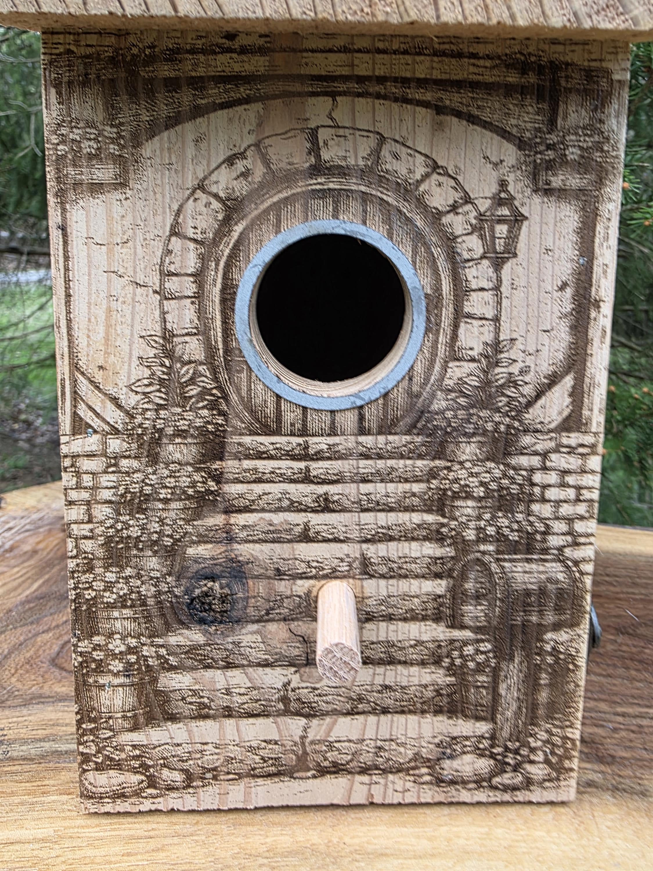 Cedar Birdhouse with Viewing Window - Fairy Hobbit Design