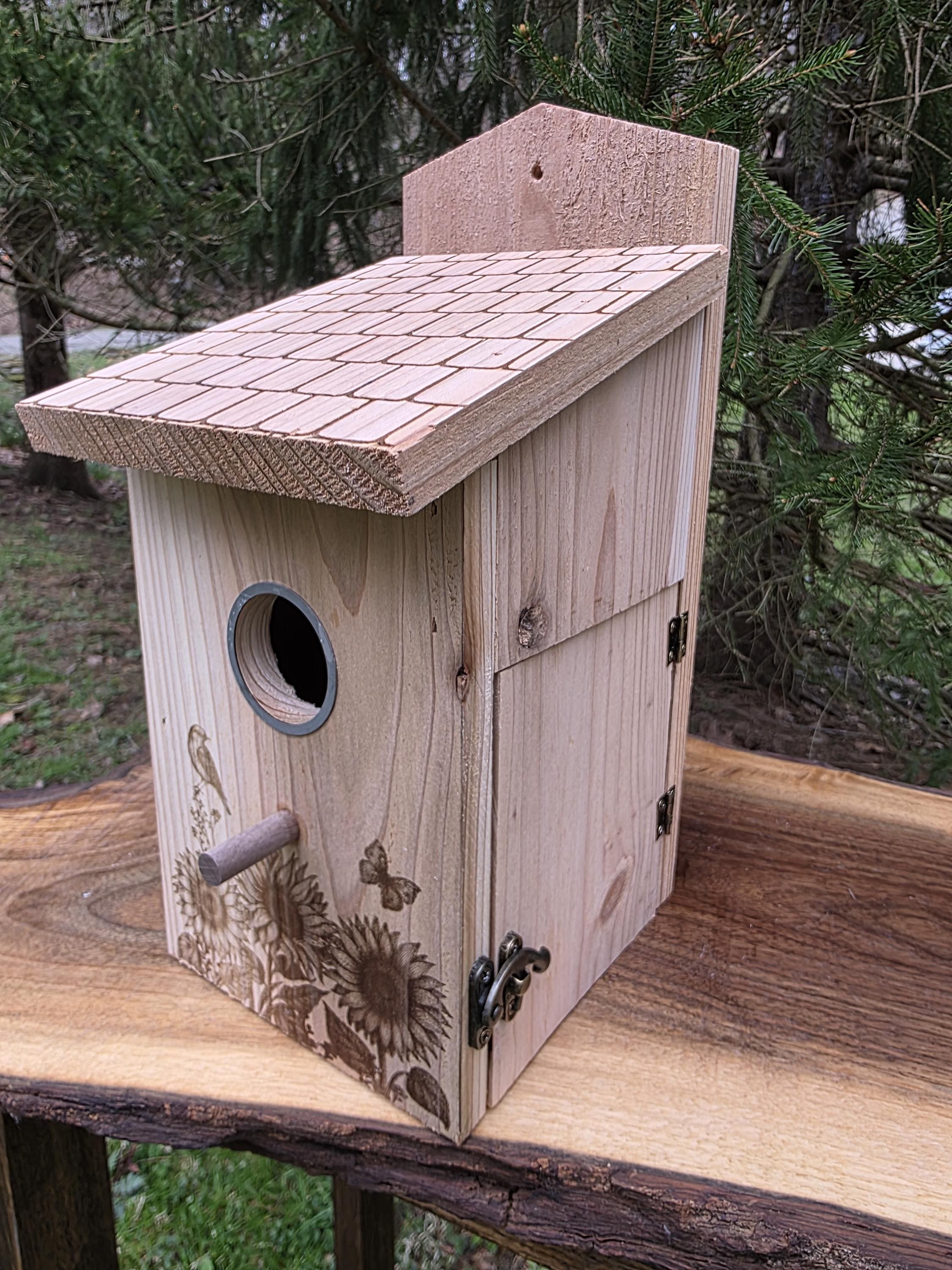 Cedar Birdhouse with Viewing Window - You Are My Sunshine, Sunflower