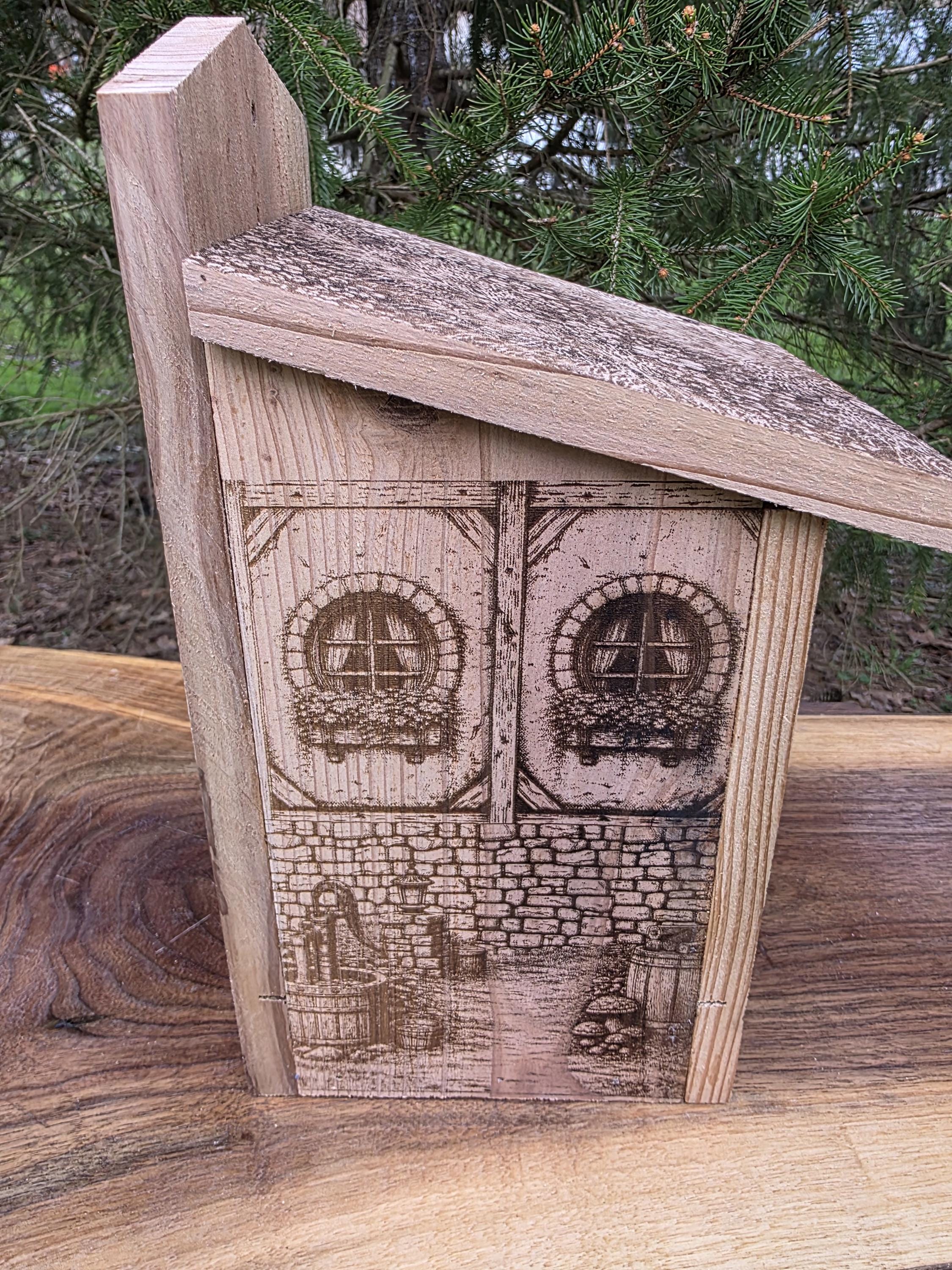 Cedar Birdhouse with Viewing Window - Fairy Hobbit Design