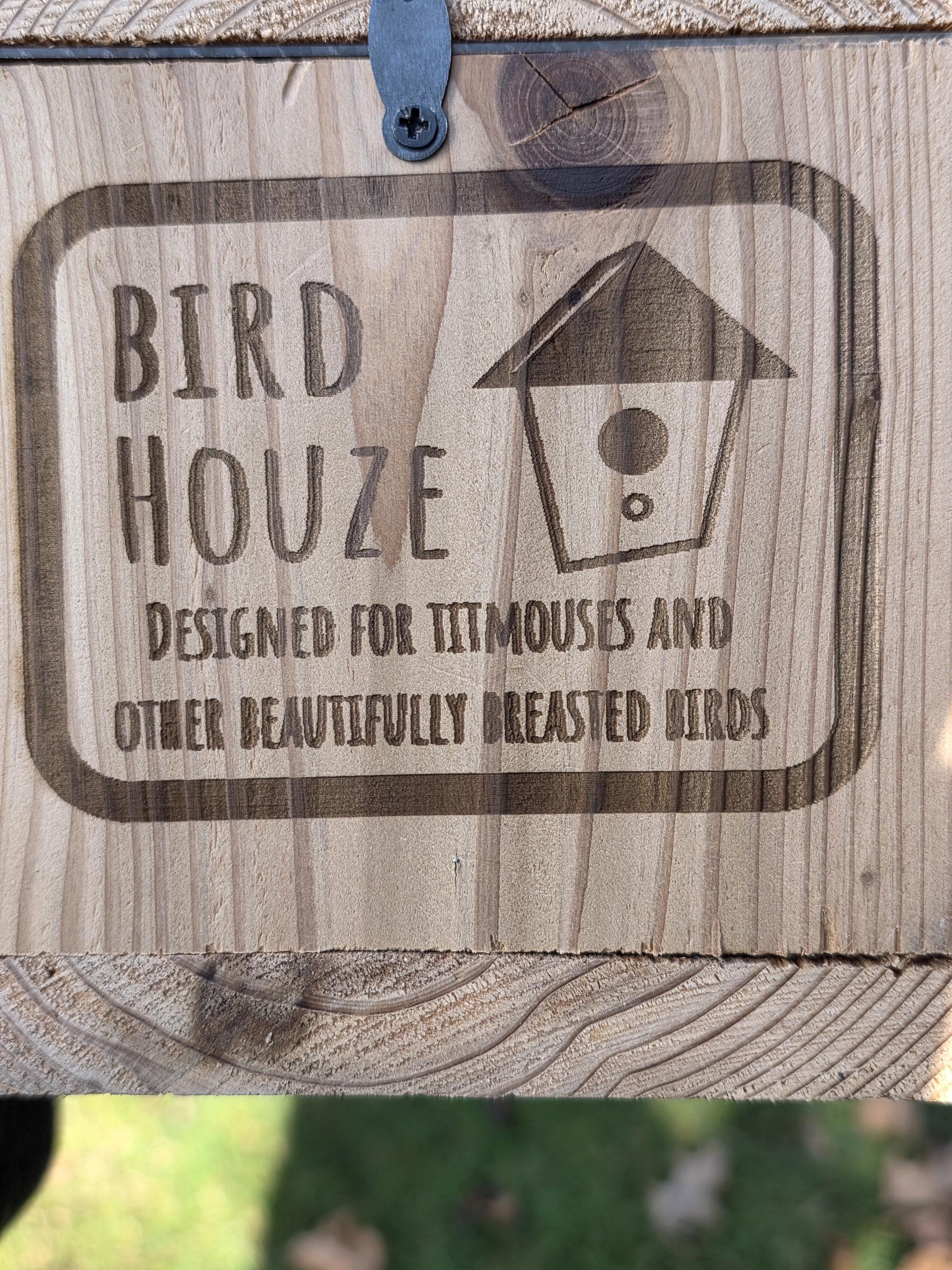 Cedar Titmouse Birdhouse – "Nice Tits" Funny Decor With viewing window– Bird Pun for bird lover