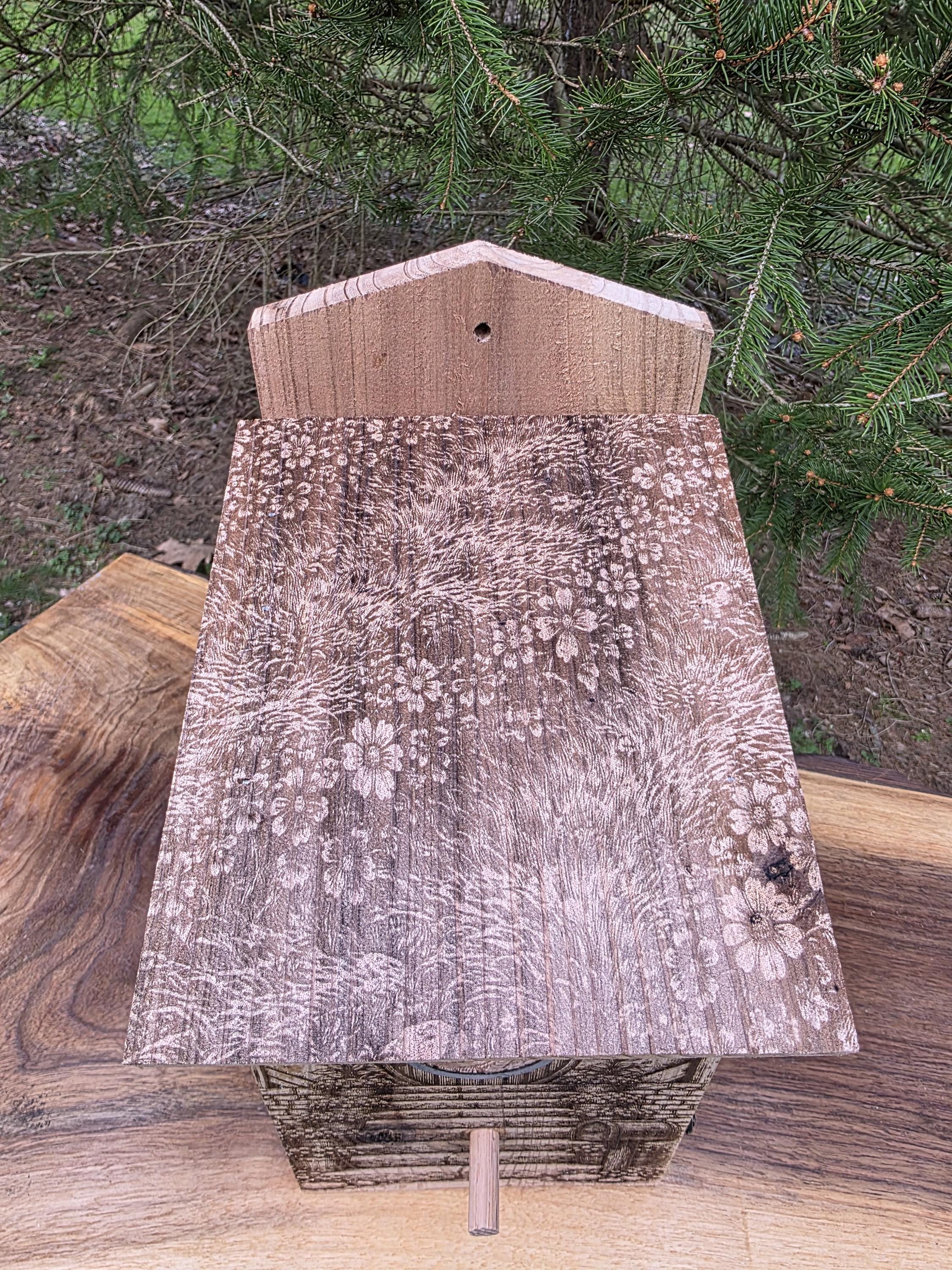 Cedar Birdhouse with Viewing Window - Fairy Hobbit Design