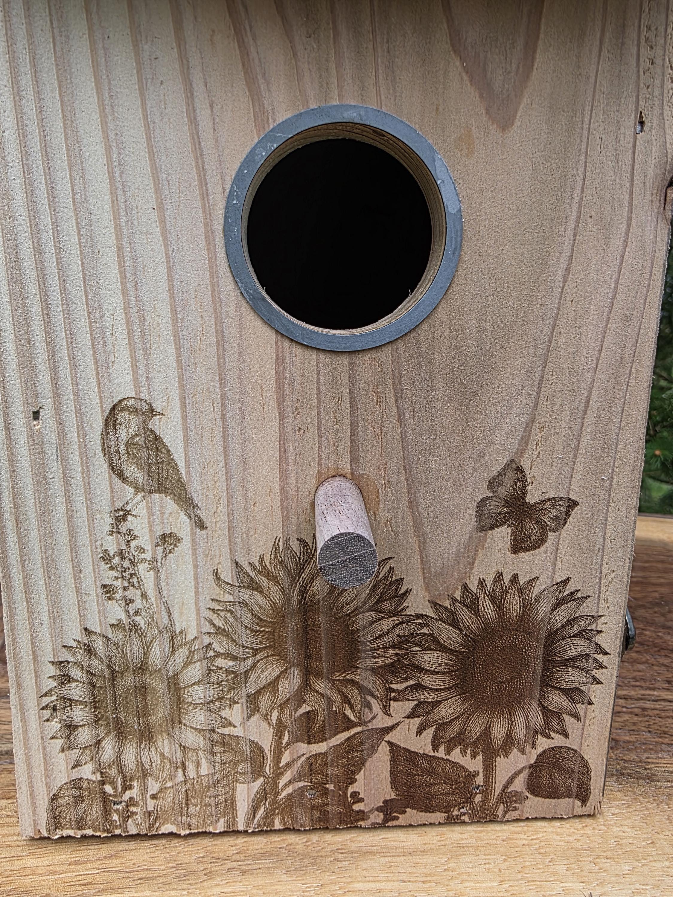 Cedar Birdhouse with Viewing Window - You Are My Sunshine, Sunflower